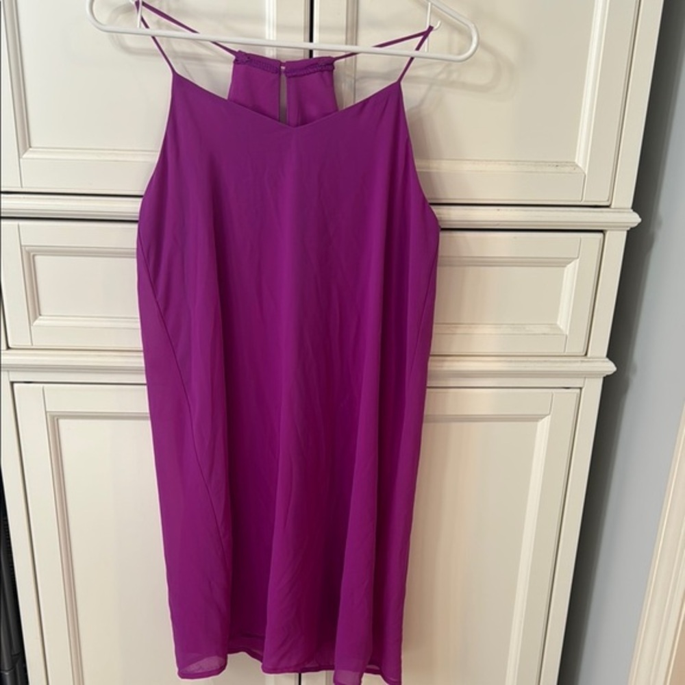 She + Sky Vibrant Purple Sleeveless Silk Dress with Lining Women’s Size Small
